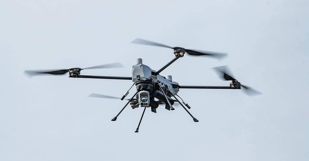 Closeup Of An Antenna On A Drone Hovering in the Air Benefits Of Multi-Polarized Antennas